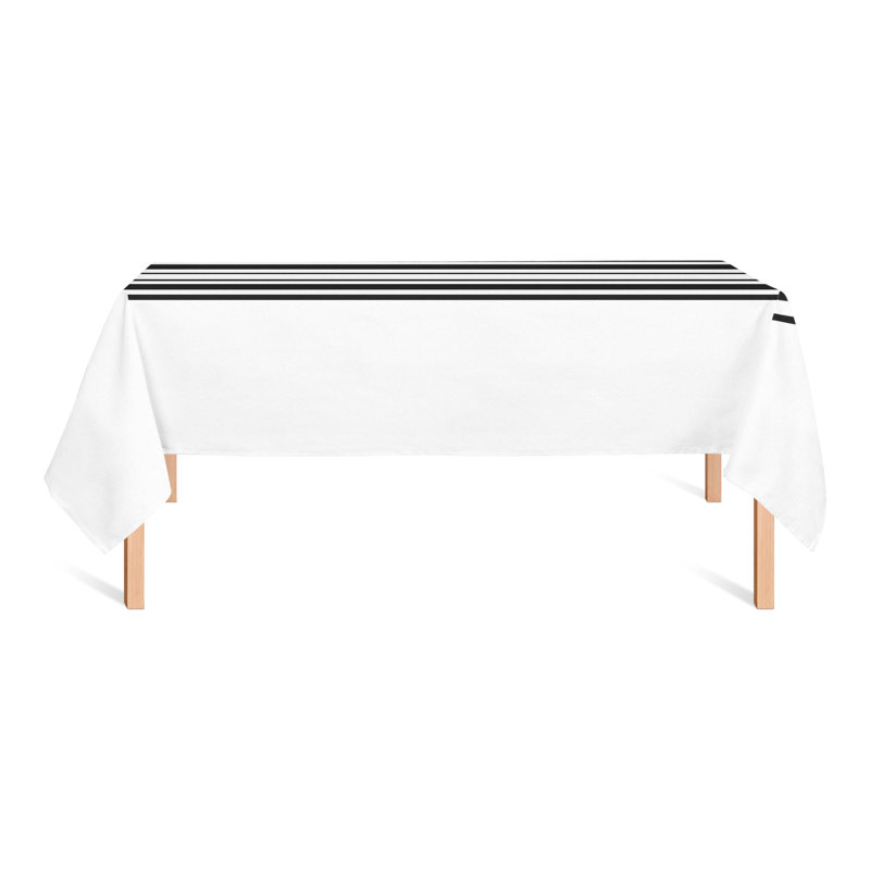Nappe rectangulaire à rayures en polyester, Noir