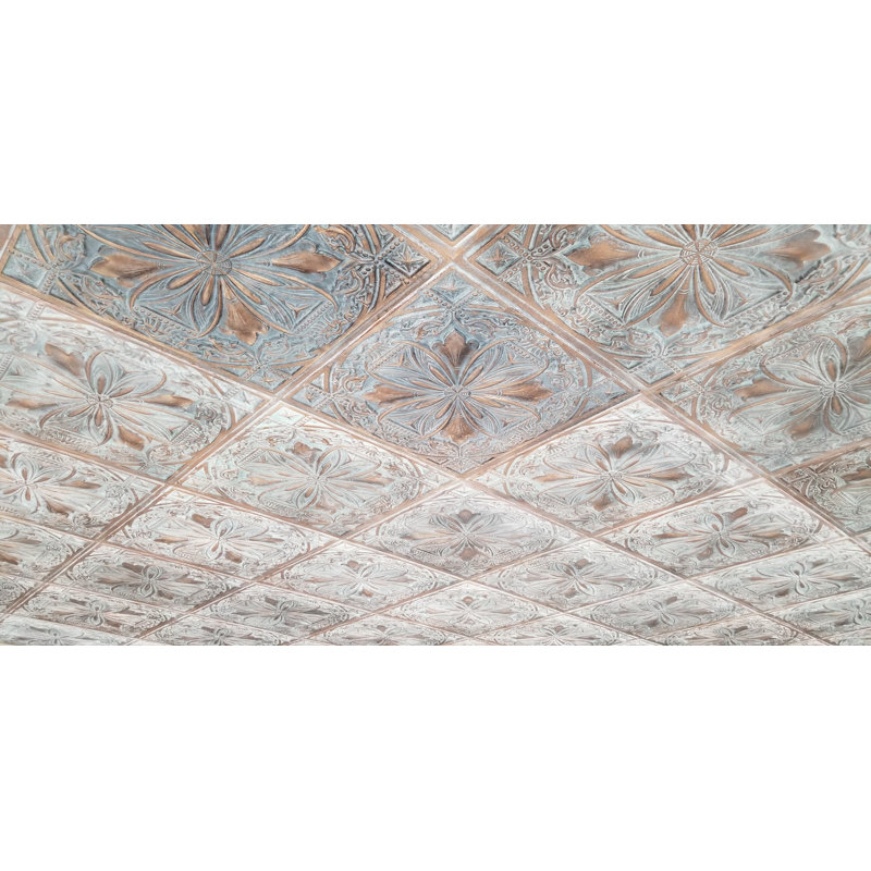 TD 23.75'' L x 23.75'' W Textured PVC Ceiling Tile In Weathered Copper