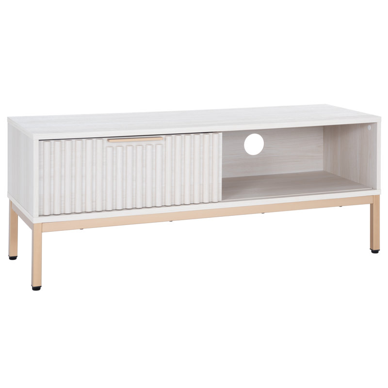 Meuble télé avec rangement 46,85 po Raoul, Blanc décoloré