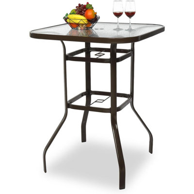 Outdoor Bar Table With Umbrella Hole Metal Patio Bar Table Outdoor Bar Height Table Pub Table For Patio High Top Table