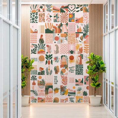Papier peint à motif géométrique Mid-Century