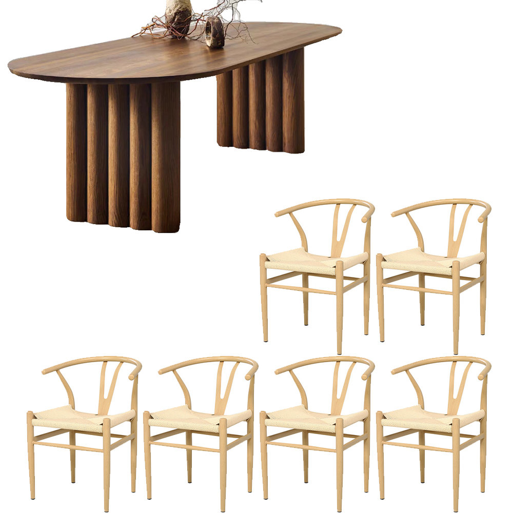 Waagy Modern simple solid wood wind oval table set - Wayfair Canada