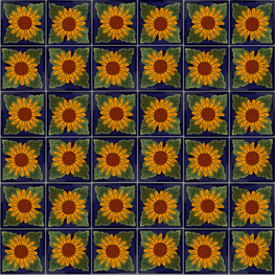 2" x 2" 36pcs TalaMex Sunflower Talavera Mexican Tile