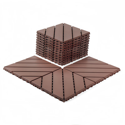 12"x12" Interlocking Deck Tiles 44 Pack, Waterproof All-Weather PP Plastic Patio Flooring Tiles, Snap Together Floor Tiles for Balcony Backyard Pool Deck Bathroom Indoor Outdoor Use,Dark gray