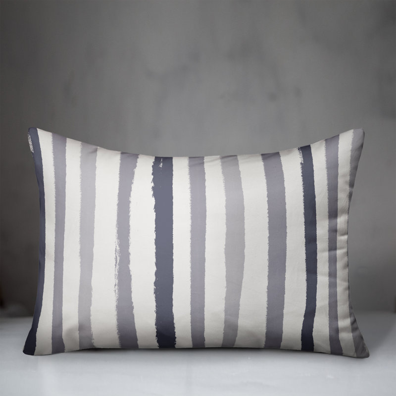 Striped Outdoor Throw Pillow, Blue