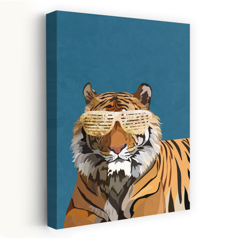 Cool Tiger Sunglasses Vibrant Contemporary Cat Tiger Animal Nature Wall Art Print, 152.4cm H x 101.6cm W