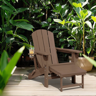 Chaise Adirondack extérieure pliable réglable en PEHD avec repose-pieds et porte-gobelet double