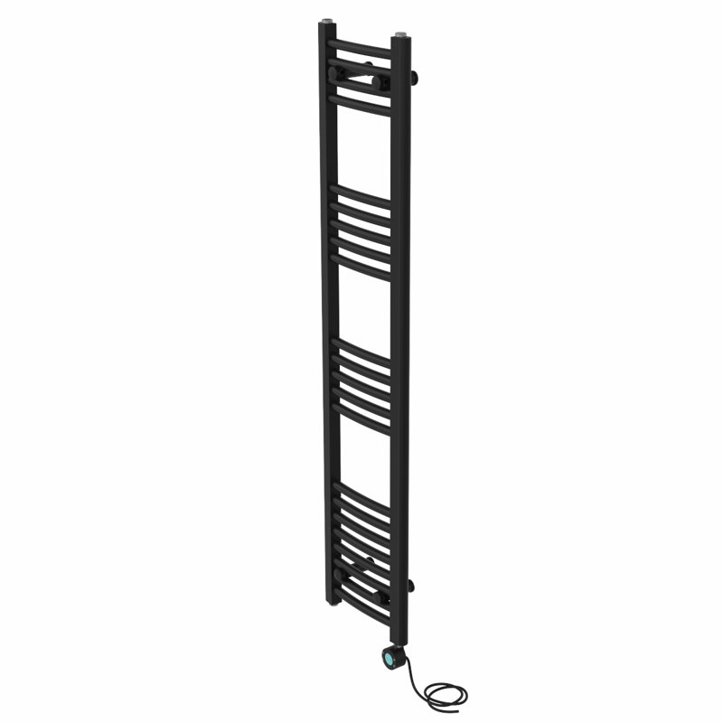Curved Towel Rail Heated Towel Rails, 140cm H x 30cm W x 3.4cm D, Black