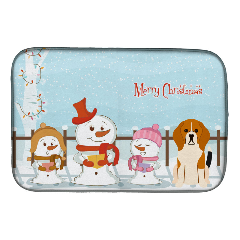 Tapis de séchage tricolore merry christmas caroleers beagle