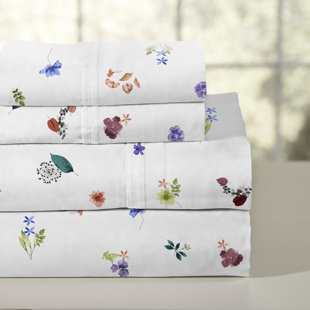 Pointehaven Printed Cotton Percale Sheet Set,