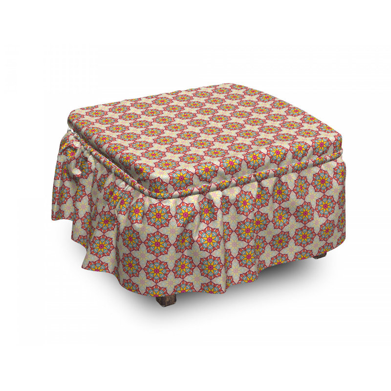 Housse pour repose-pieds mosaïque ornée de fleurs