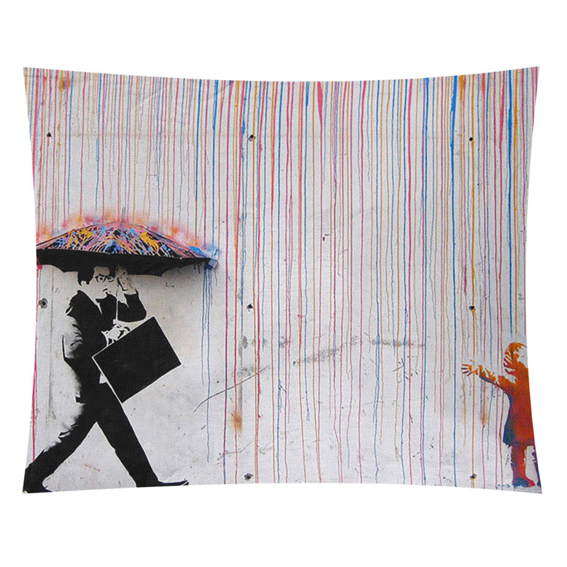 Tapisserie enfant et homme d’affaires en arc-en-ciel en arc de polyester, H 27,5 po x l 37,5 po
