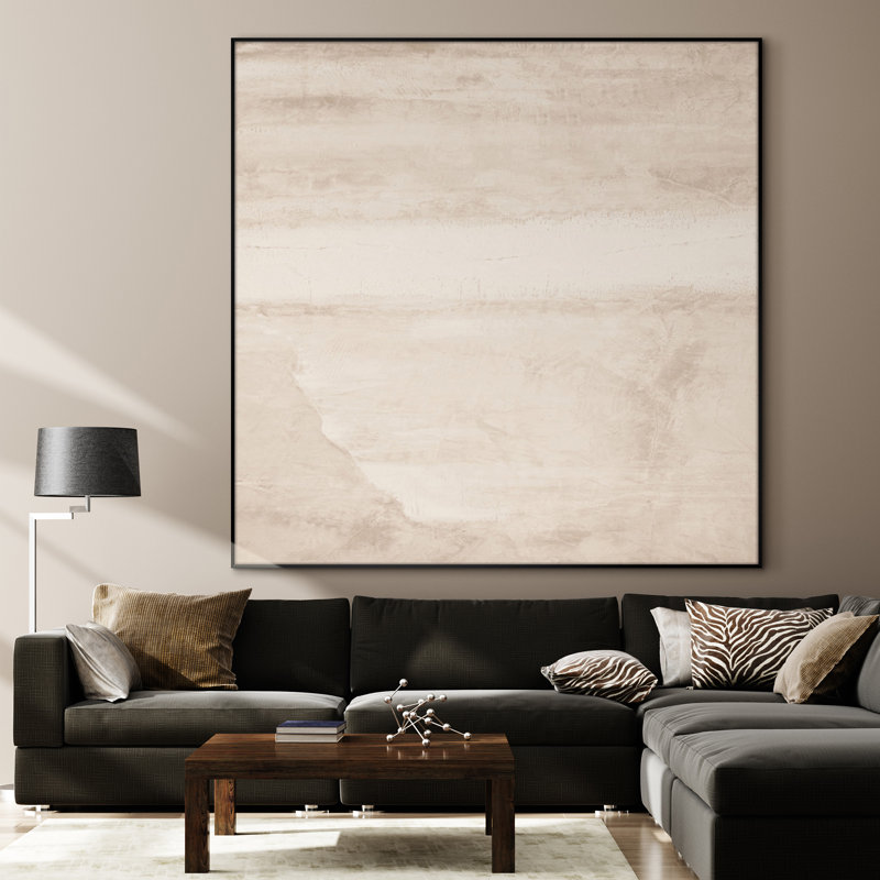 Muted Neutral Abstract Minimalist Illustrations Extra Large Framed Wall Art - Digital Print (Frame Assembly Required)
