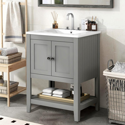 24'' Single Bathroom Vanity with Ceramic Top