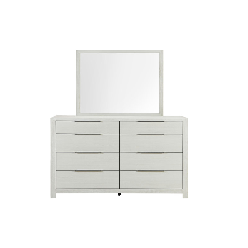 Shaunda 8 tiroirs avec miroir, Blanc