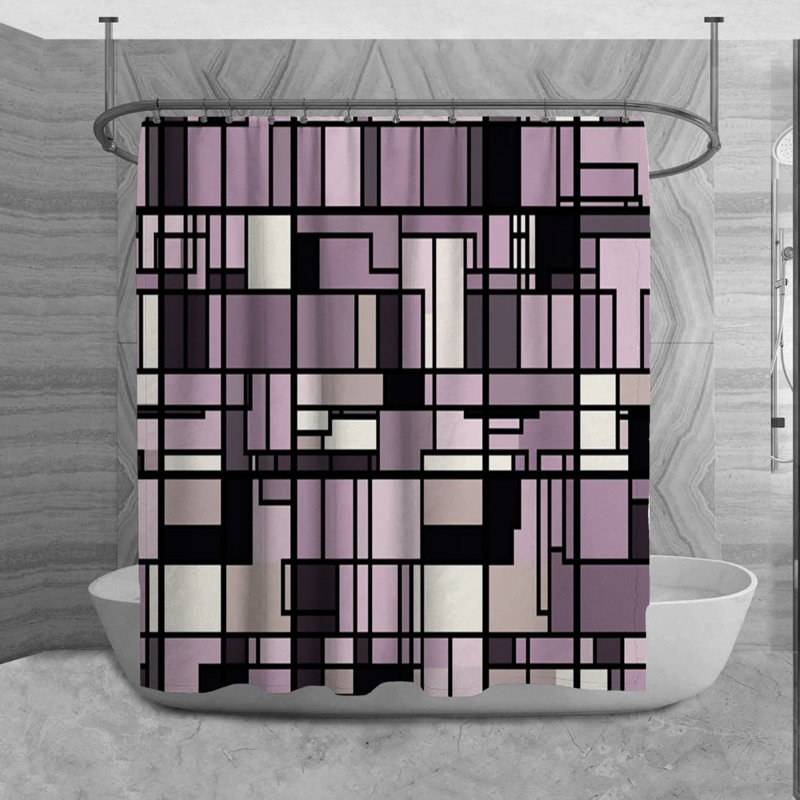 Rideau de douche Kharlee, H 73 po x l 70 po, Noir/mauve