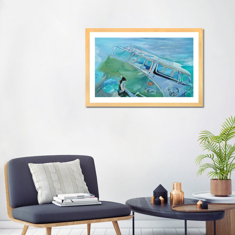 Impression « trip op » par Marcello Petisci, H 24 po x l 32 po x P 1 po, Toile avec cadre en bois beige, Blanc