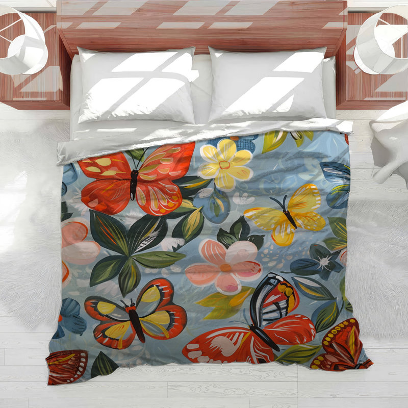 Housse de couette Butterflies Bedding Insect Shabby Elegance, Housse de couette pour lit simple