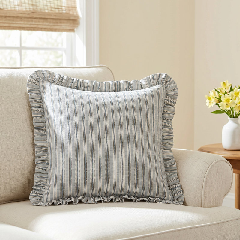 Birch Lane Jasper Sky Ruffled Accent Pillow, Polyester