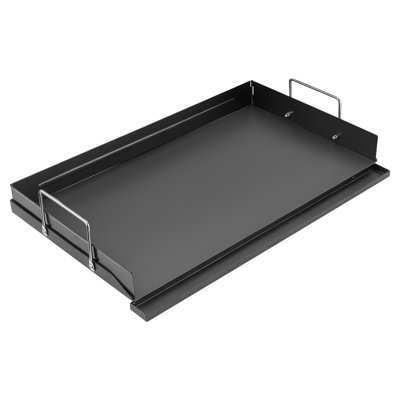 Carbon Steel Griddle 25x16 inch Flat Top Pre-Seasoned Plate Handle, for BBQ Eggs Burger, Even Heat Distribution, Non-Stick Portable Rectangular Family Cookware for Outdoor Gas Grill/Stove, Oven