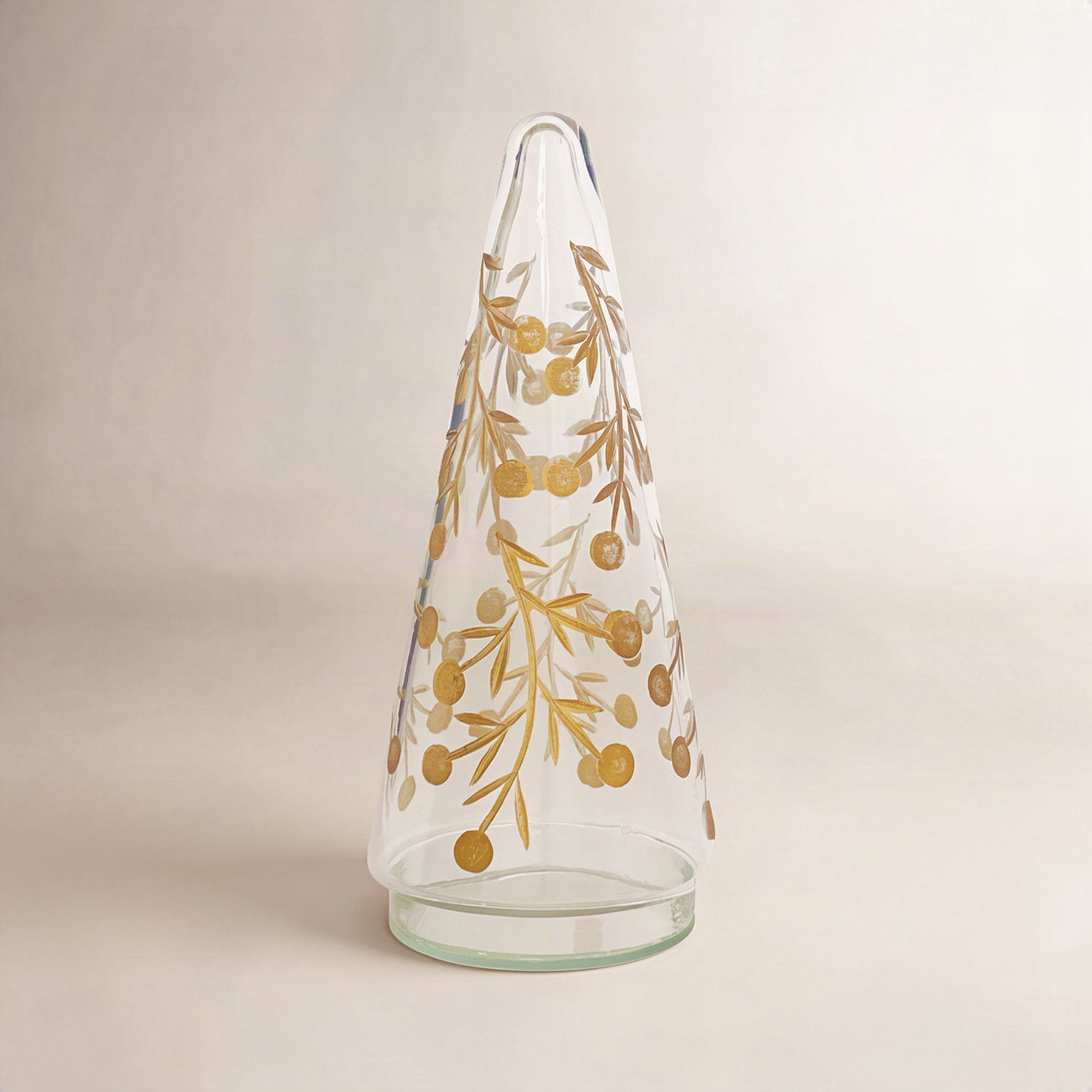 Gold Etched Handblown Glass Table Tree