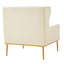 Chaise de lecture moderne en velours beige avec mousse haute densité et support lombaire avec revêtement, coussin de dossier