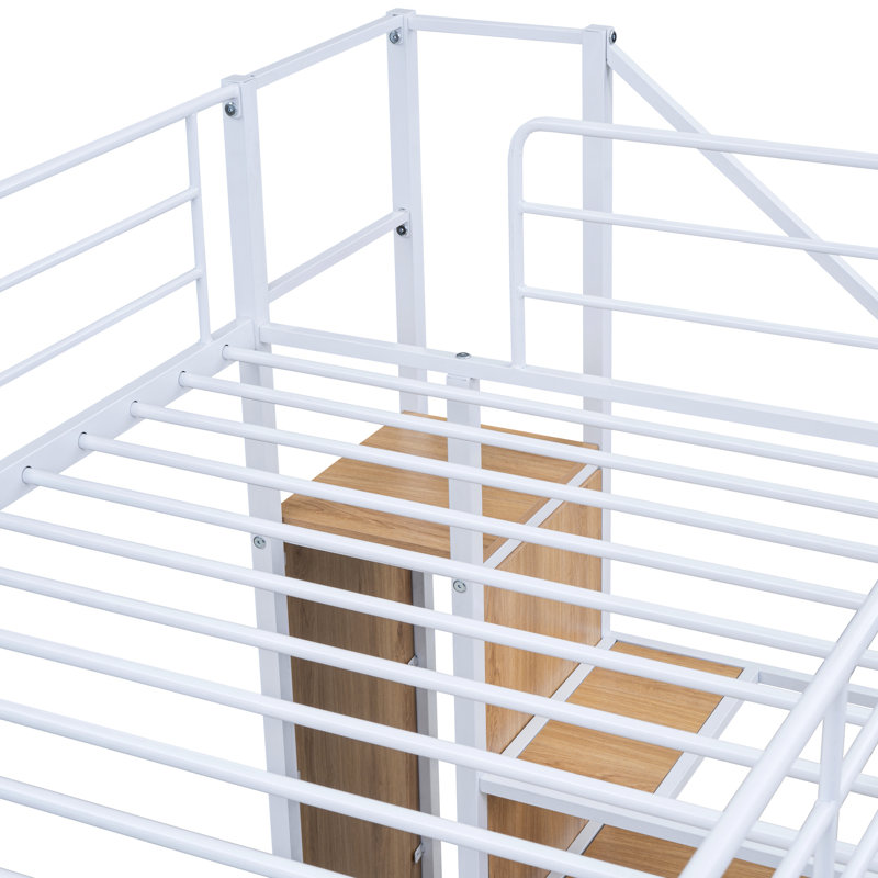 Lit simple superposé au-dessus de métal en blanc avec côté et garde-robe - Pratique, élégante et polyvalente, Lit simple