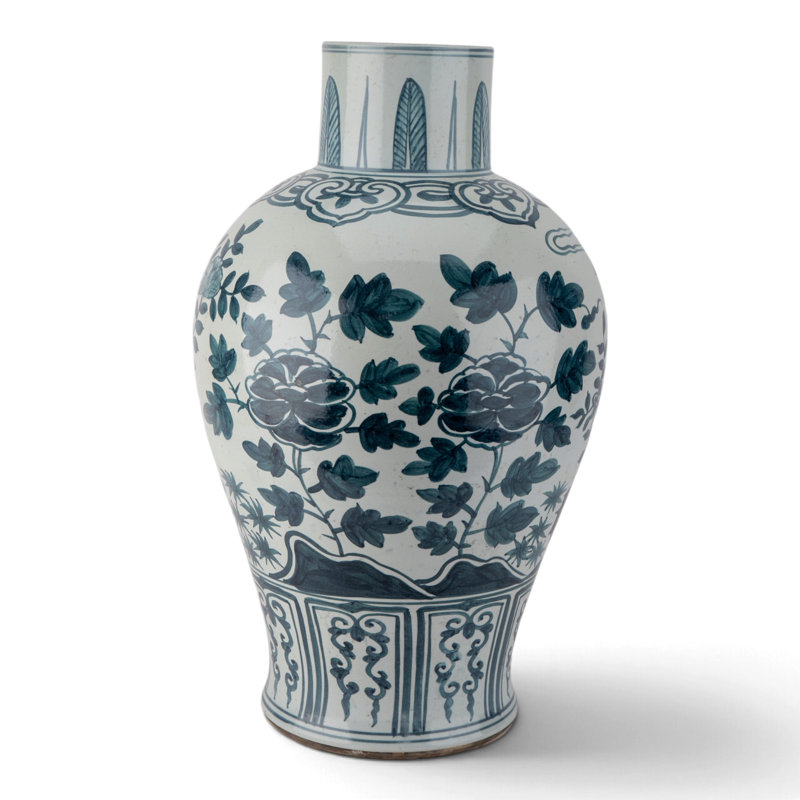 Blue and White Floral and Bird Porcelain Vase