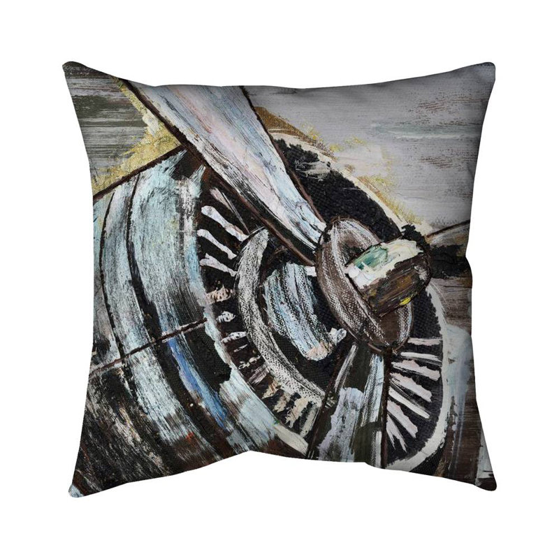 Airplane propeller - 16"x16" Throw pillow - Poly twill - Print on demand, Grey