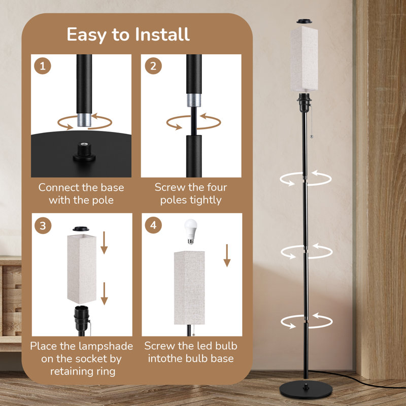 165cm Polished LED Traditional Floor Lamp