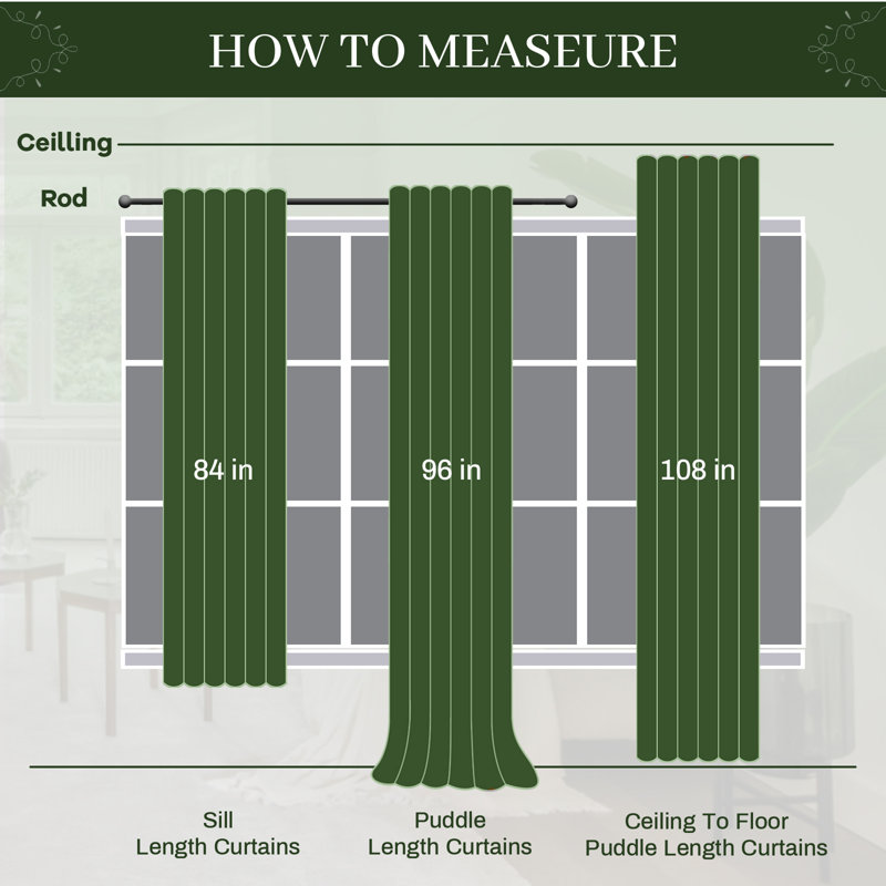 Velvet Blackout Curtain Pair, Green, 52" W x 96" L