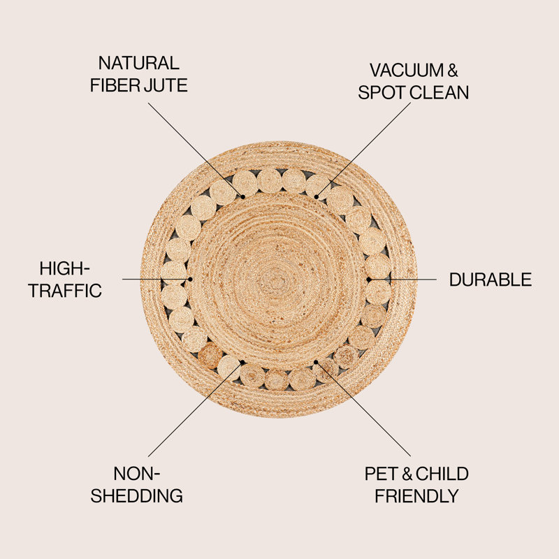 Tapis rond rond en jute naturel Brecken, Rond 8 pi
