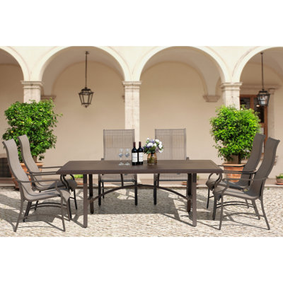 Outdoor 7 Pcs Aluminum Dining Set With Smooth Table And Chair Finishes For Patio, White