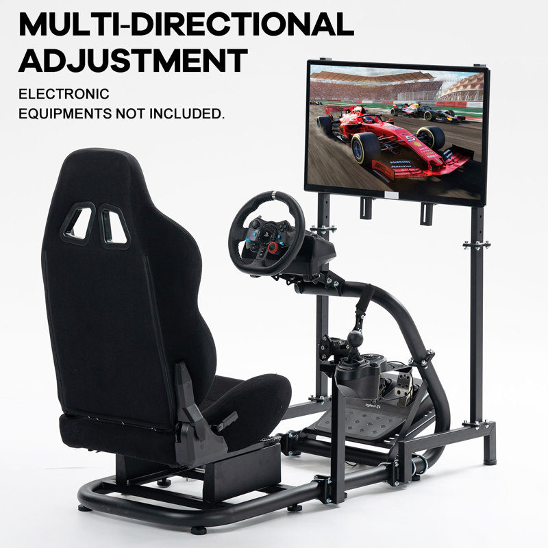 Anman Racing Sim Cockpit with Ergonomic Seat & Monitor Stand, Not Include Steering wheel & Wheels & Pedals and Shifter Handbrake