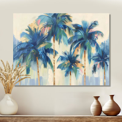 «Blue and Gold Palm Tree forest I - Palm Trees», reproduction d'art sur toile