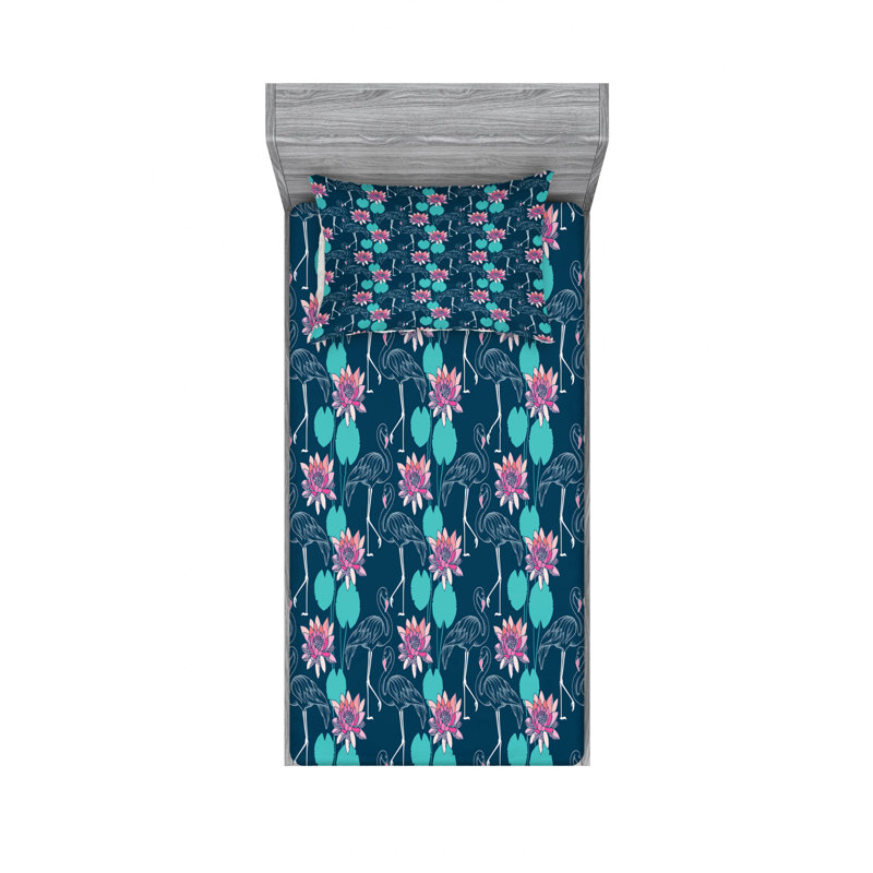 Ensemble de draps floral tropical, Ensemble de draps pour lit simple TG avec drap-hou