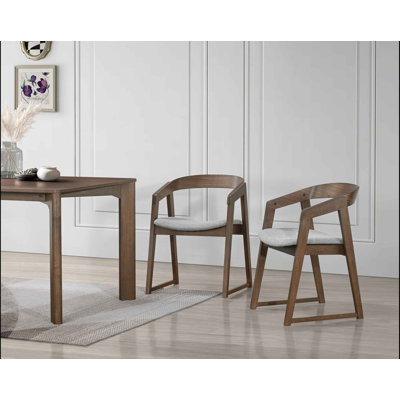 Avanti Mid-Century Solid Wood Arm Dining Chair with Curved Backrest (Set of 2)