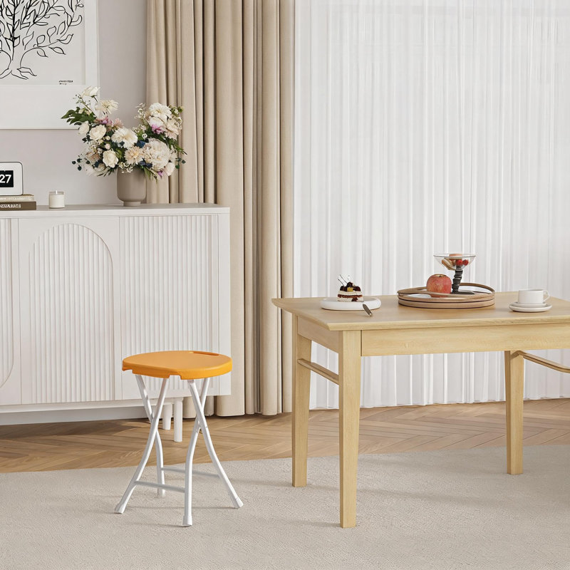 Tabouret pliant, 45,7 cm de hauteur avec poignée de transport – Cadre en acier, capacité de 272 kg, orange (1 unité), Orange