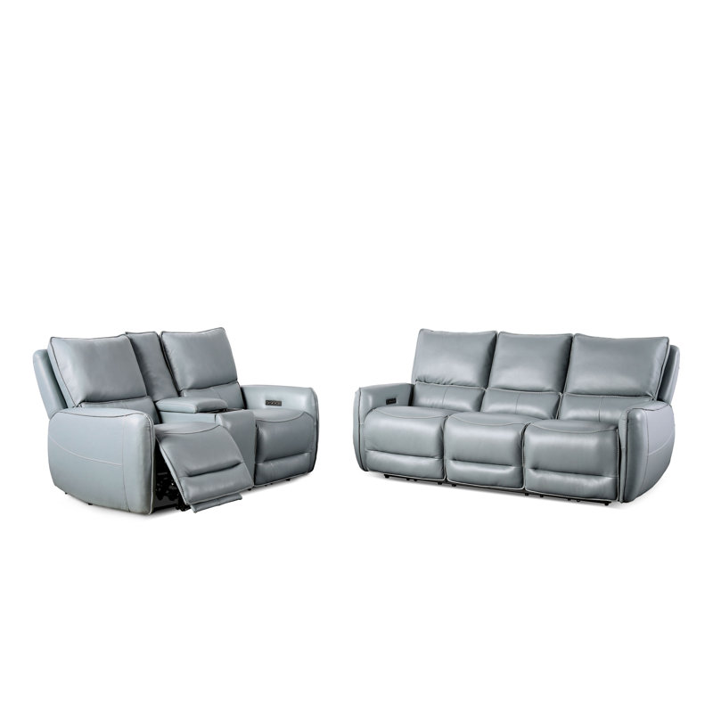 Ensemble de canapé inclinable électrique 2 pièces Chelo, Bleu