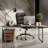 Mid Back Ergonomic PU Home Office Chair With Wheels-692097559