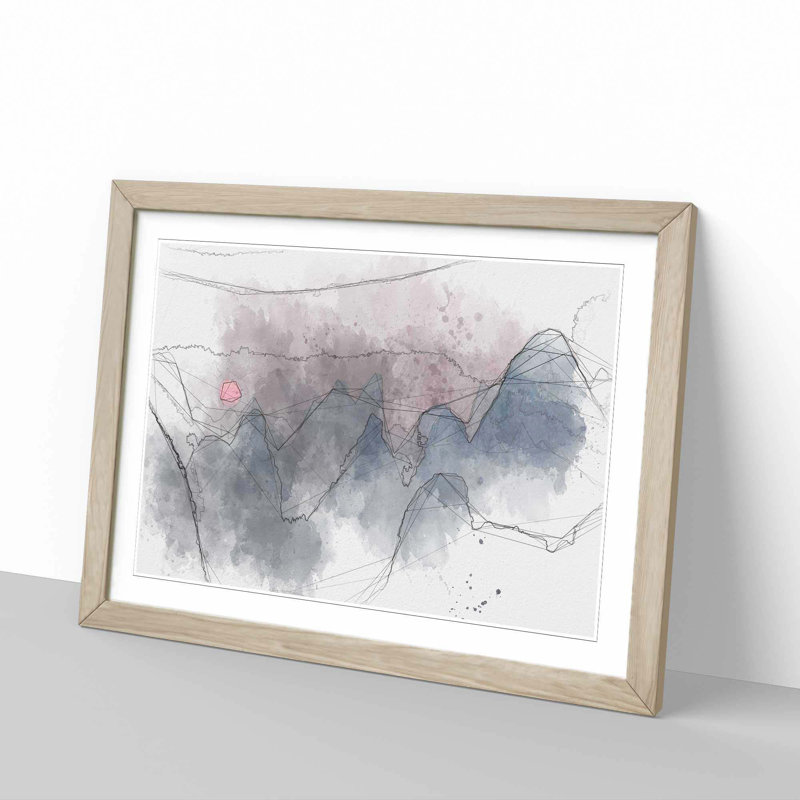 Behind the Mountains in China in Abstract - Picture Frame Graphic Art Print, 36cm H x 48cm W x 2cm D, Oak Framed