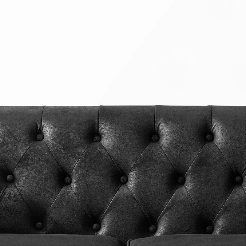 Canapé en tissu 83 po Chesterfield, Noir