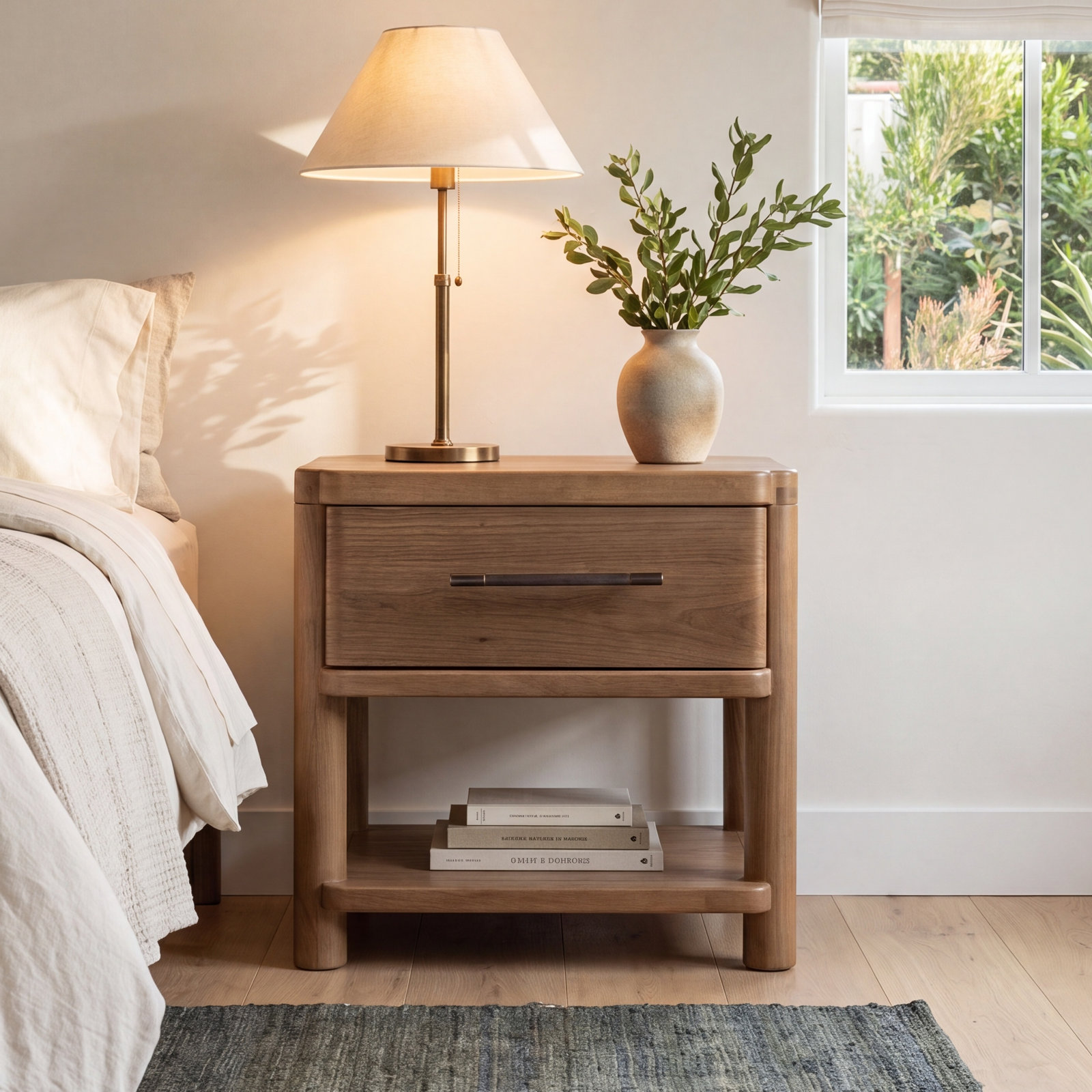 1-Drawer Acacia Nightstand