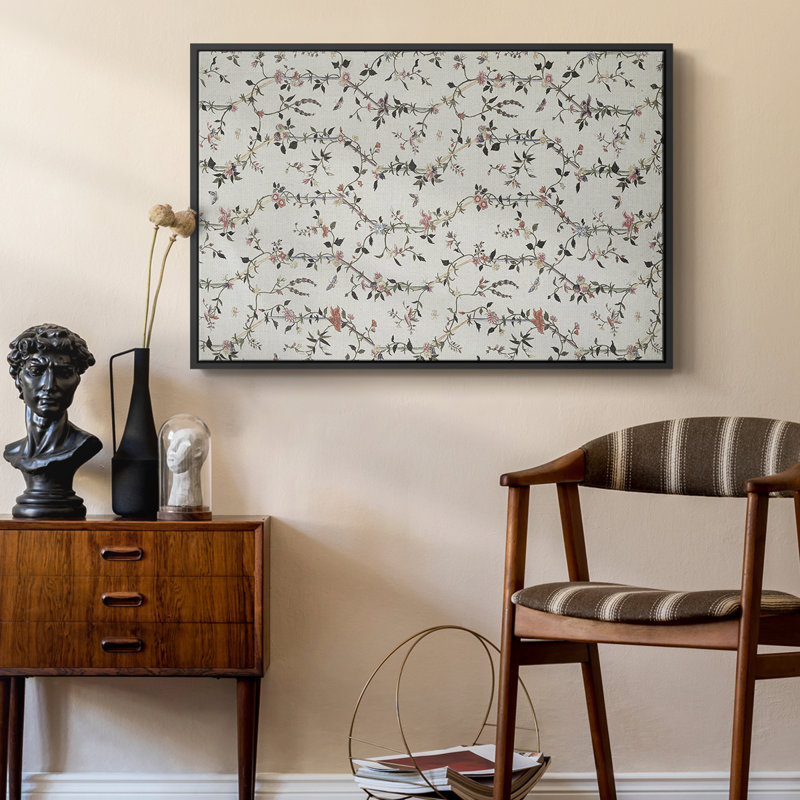 «Vintage Abstract Print-VI», toile tendue avec châssis encadré, Noir