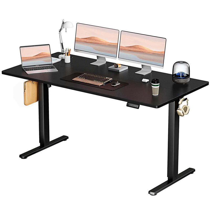 Bureau debout à hauteur ajustable Marther, H 28 po x l 62 po x P 23 po, Noir
