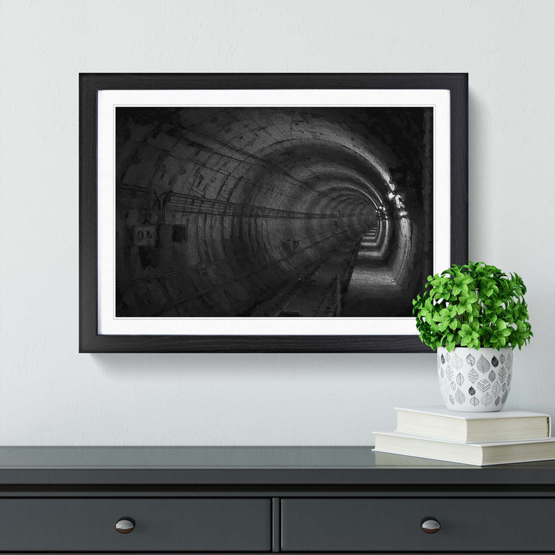Subway Tunnel - Picture Frame Painting Print, Black Framed, 27cm H x 36cm W x 2cm D