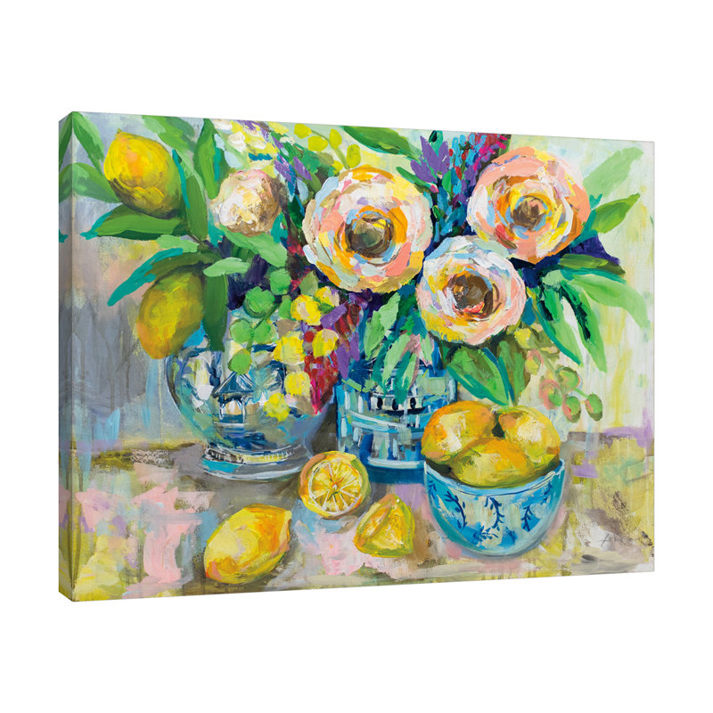 Après-midi limonade par Jeanette Vertentes - peinture sur toile tendue, H 24 po x l 30 po x P 1,5 po