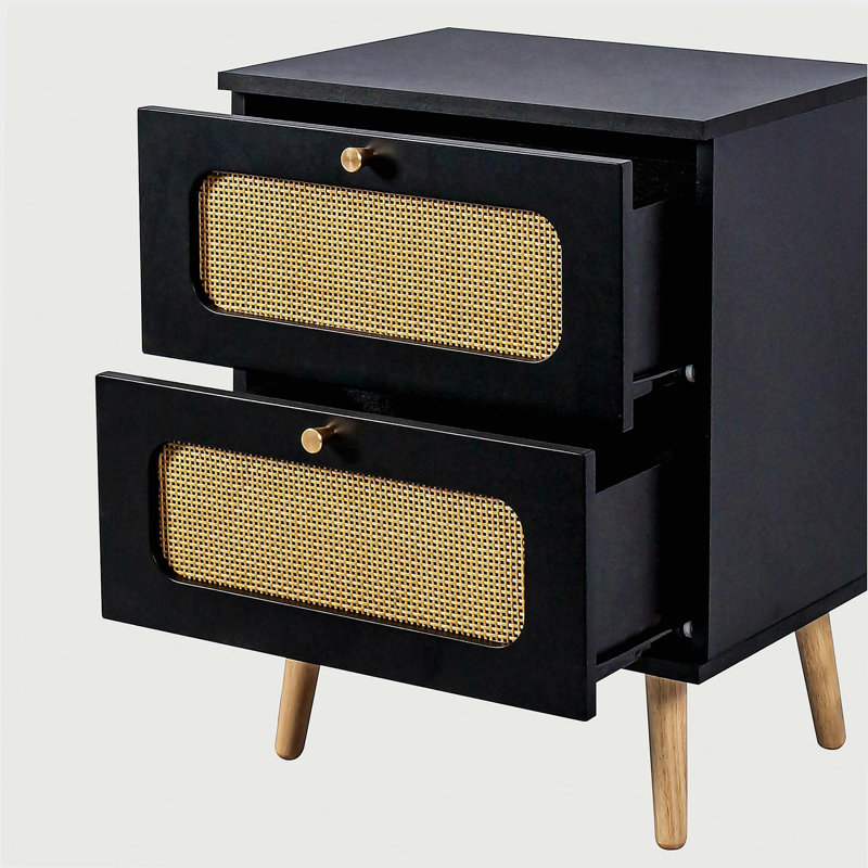 2-Drawers  Rattan Nightstand