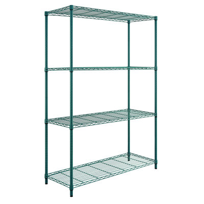 Quantum Storage Systems RWR72-2442LDP Adjustable Wire Green Epoxy 4 Shelves 72" H x 42" W x 24" D