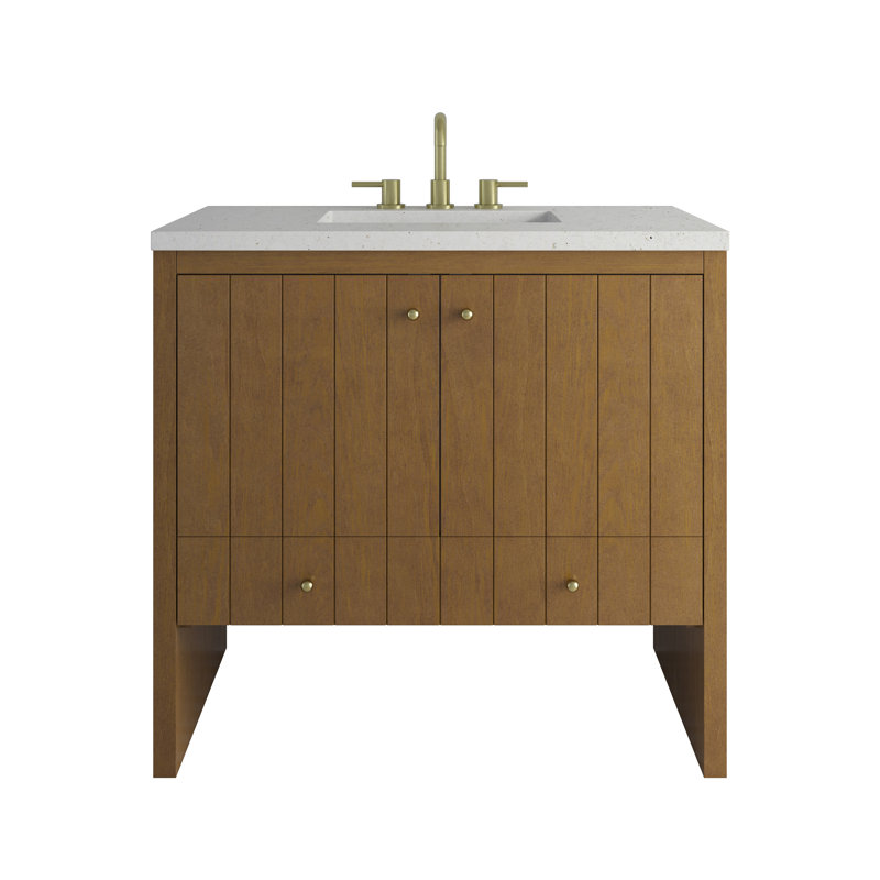 Hudson 36" Single Bathroom Vanity, Lime Delight, 8" Widespread, Honey Oak
